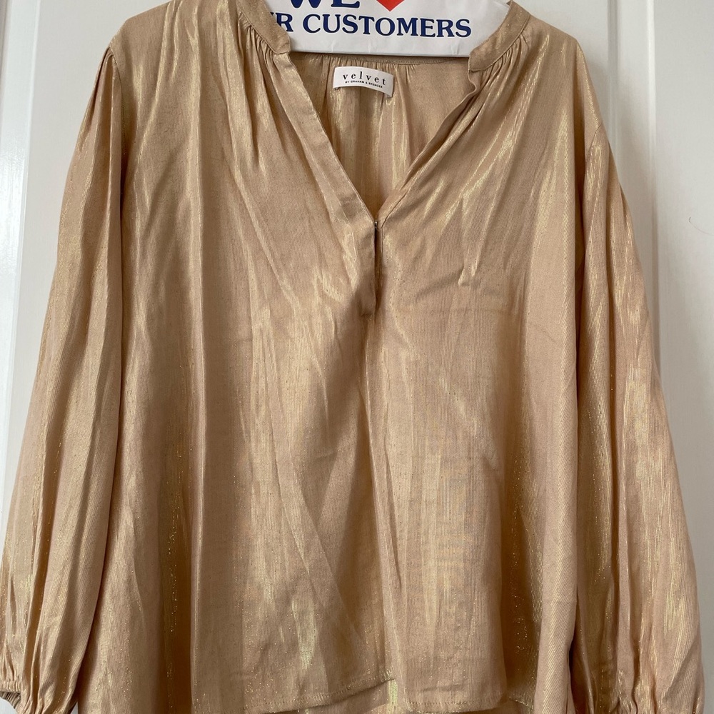 Velvet by Graham & Spencer Tops | Viscose Gold blouse | Color: Gold | Size: S